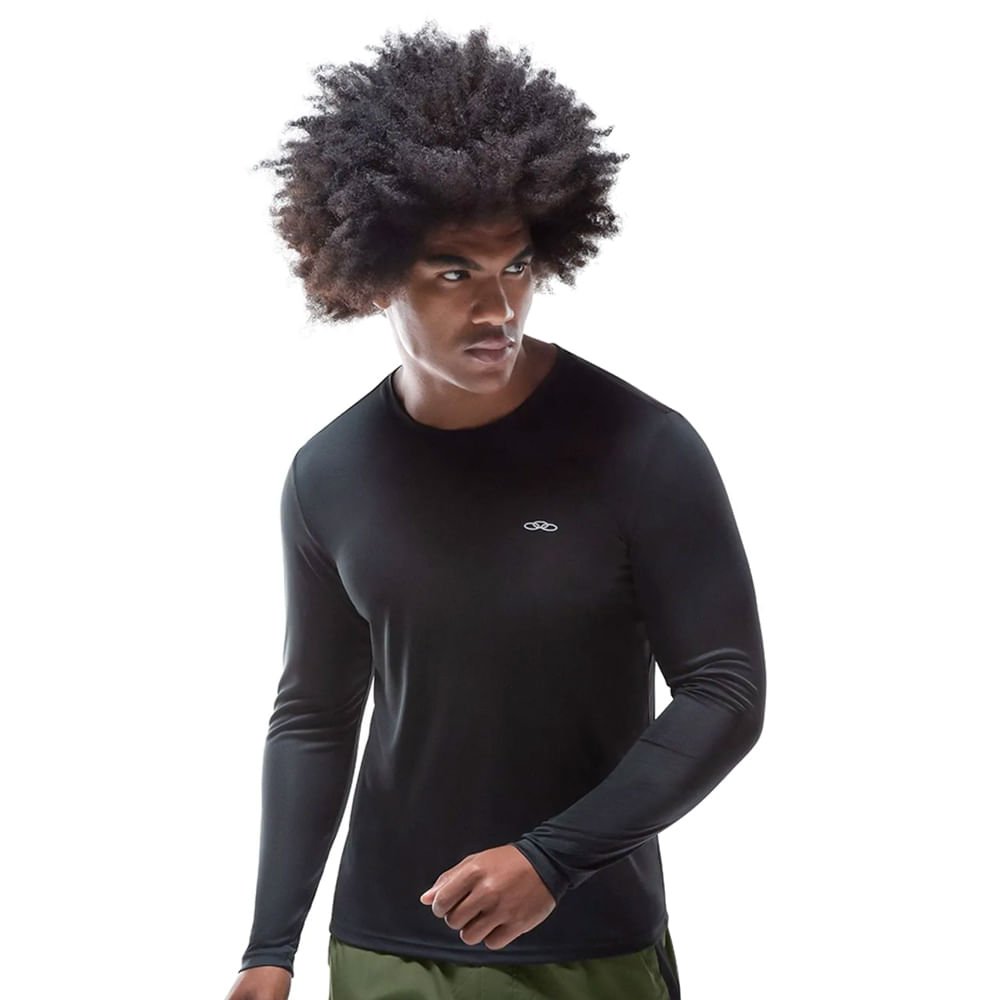 Camiseta Masculina Olympikus Essential Manga Longa Preto