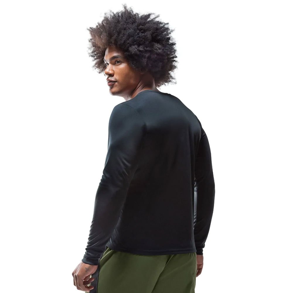 Camiseta Masculina Olympikus Essential Manga Longa Preto Preto 2