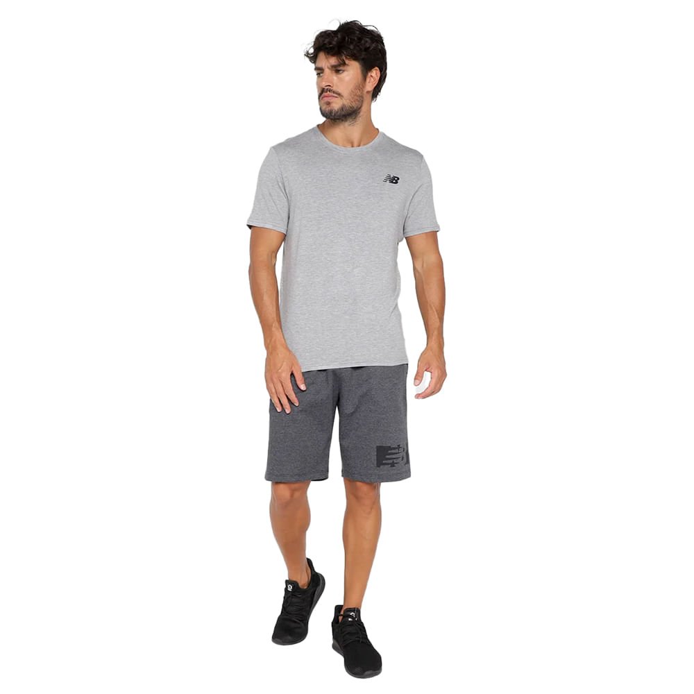 Bermuda Masculina New Balance Tenacity 7 Mescla Preto Cinza 4