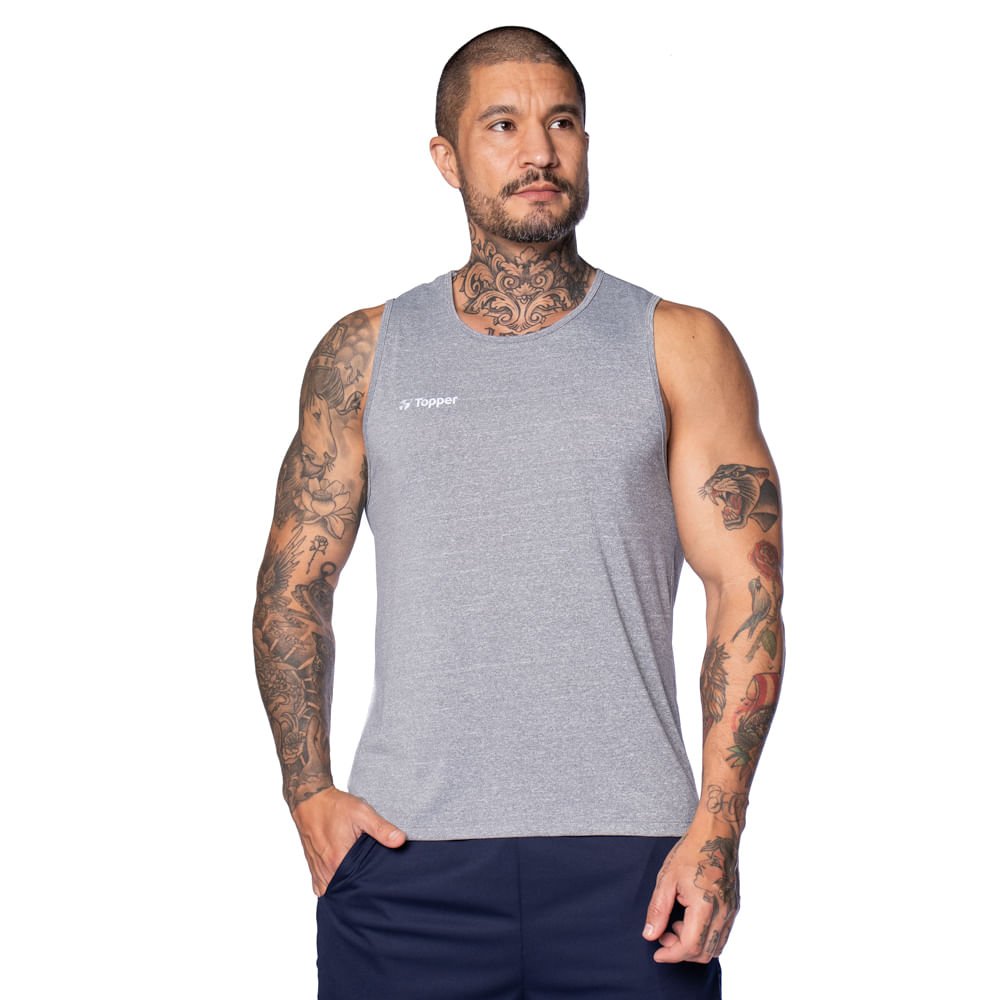 Regata Masculina Topper Treino e Performance Cinza Mescla