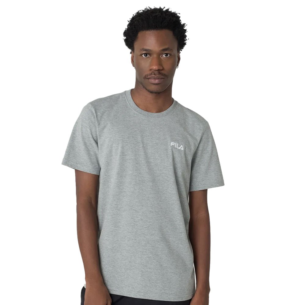 Camiseta Masculina Fila Classic Cinza/Branco