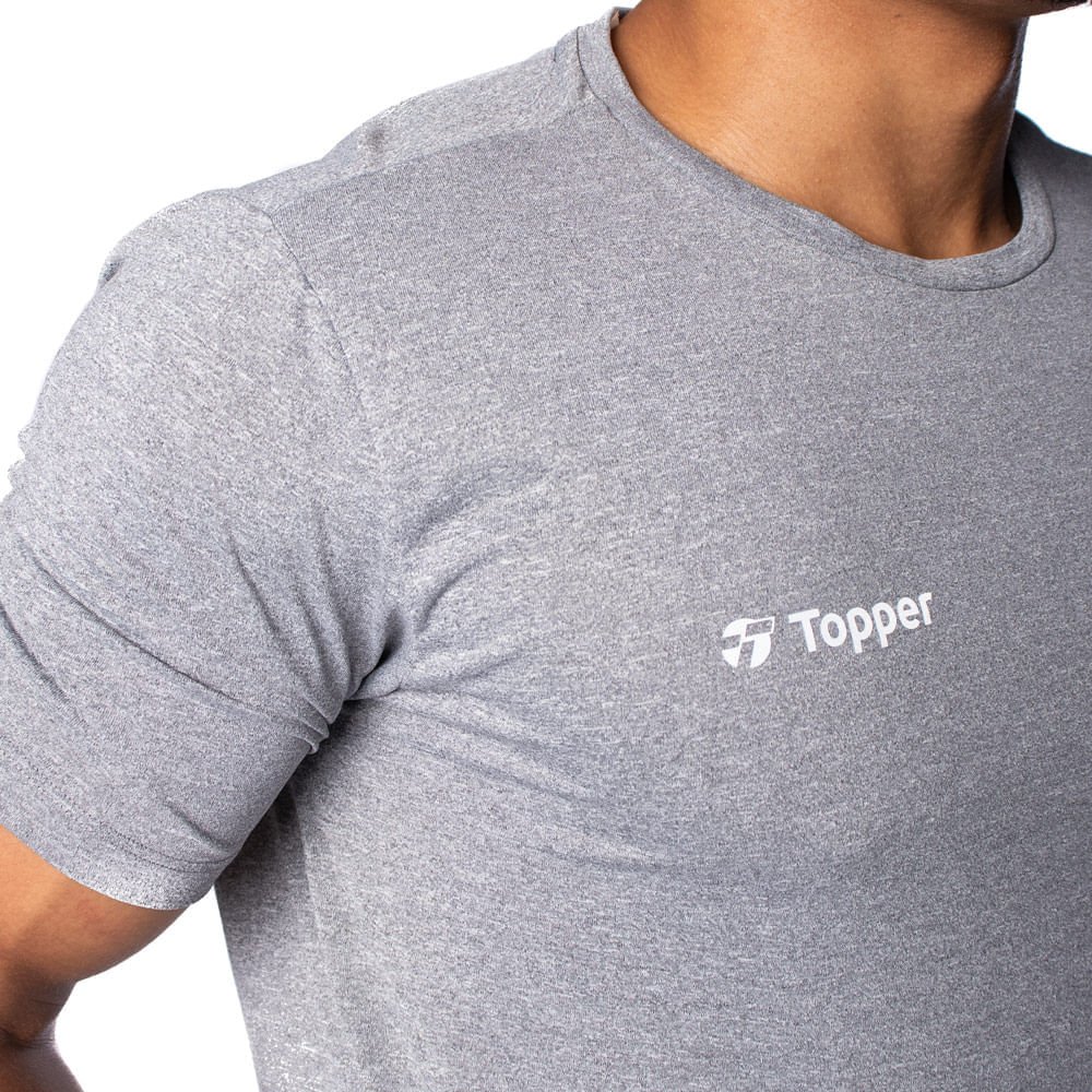 Camiseta Masculina Topper Treino Performance Mescla Cinza Cinza 3