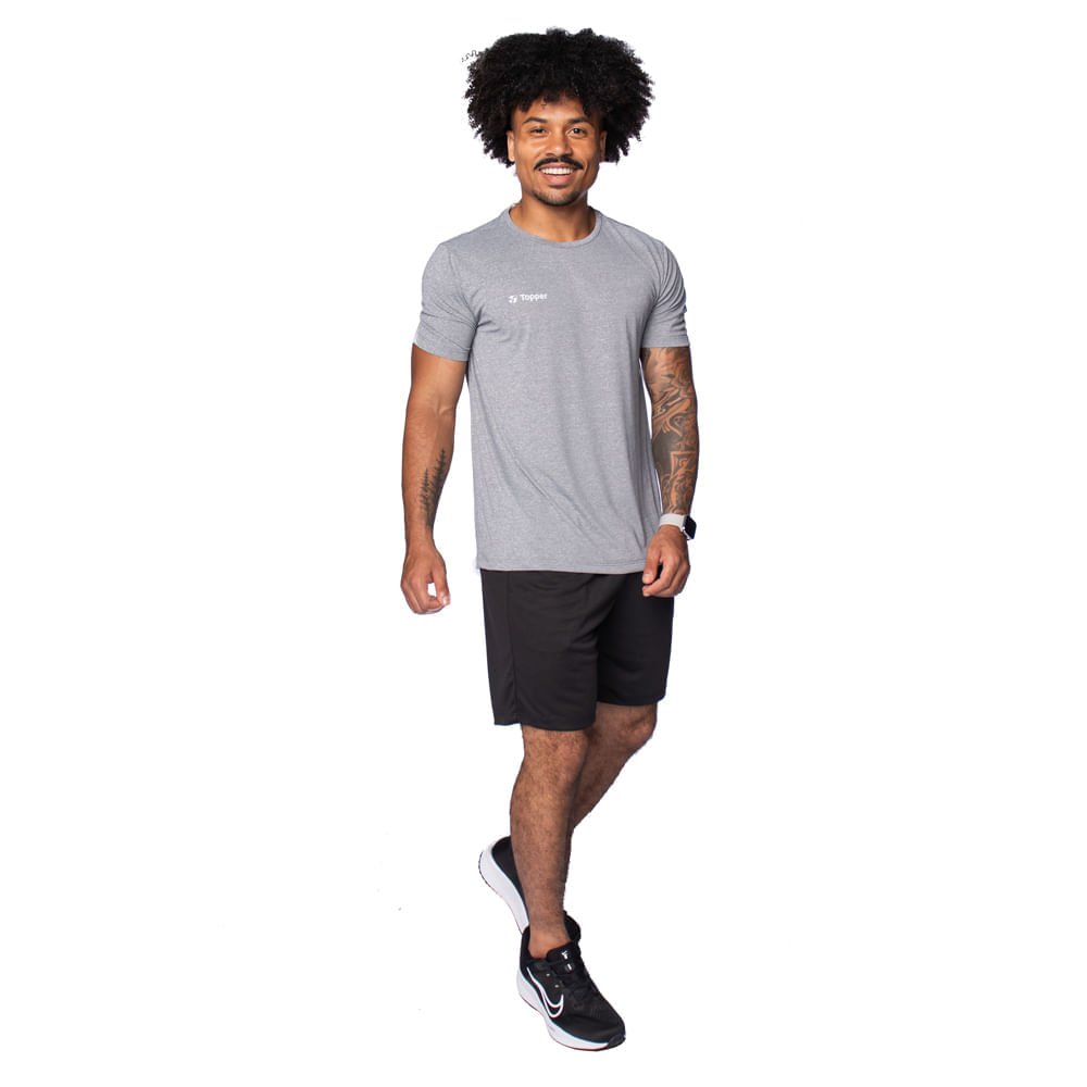 Camiseta Masculina Topper Treino Performance Mescla Cinza Cinza 4