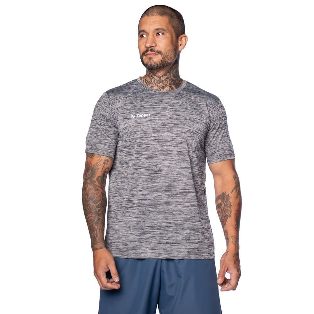 Camiseta Masculina Topper Treino Classic Preto/cinza