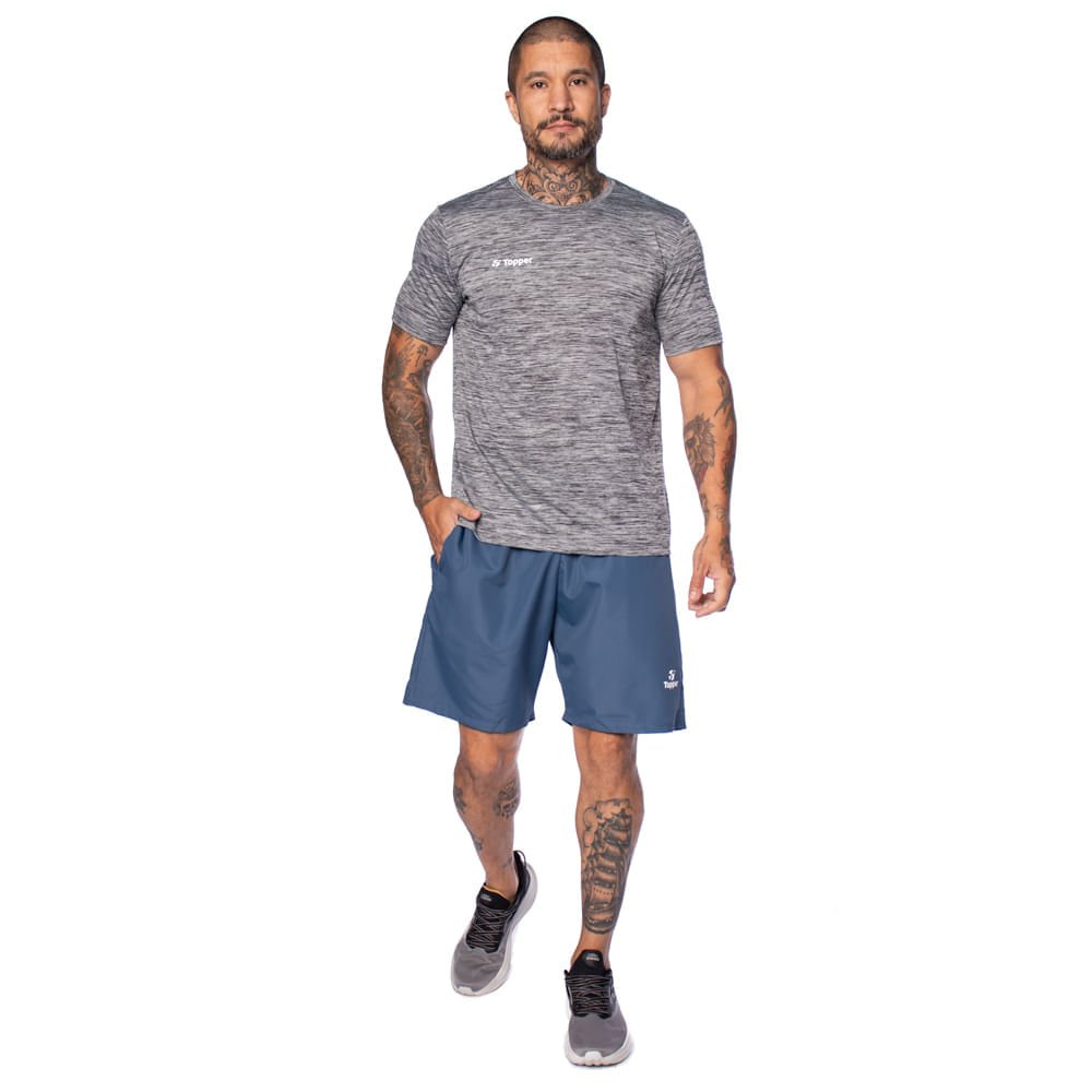 Camiseta Masculina Topper Treino Classic Preto/cinza Preto/Cinza 4