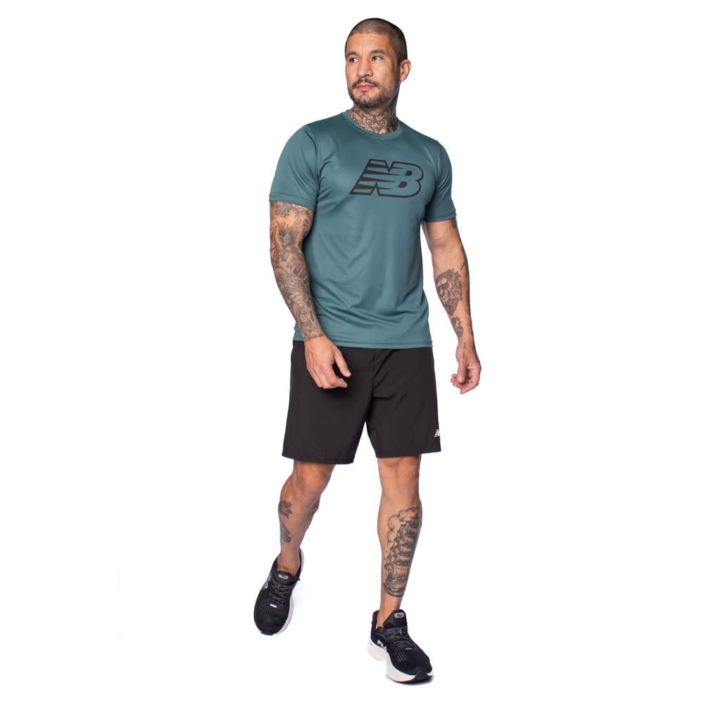 Bermuda Masculina New Balance Essentials Tactel Preto Preto 5