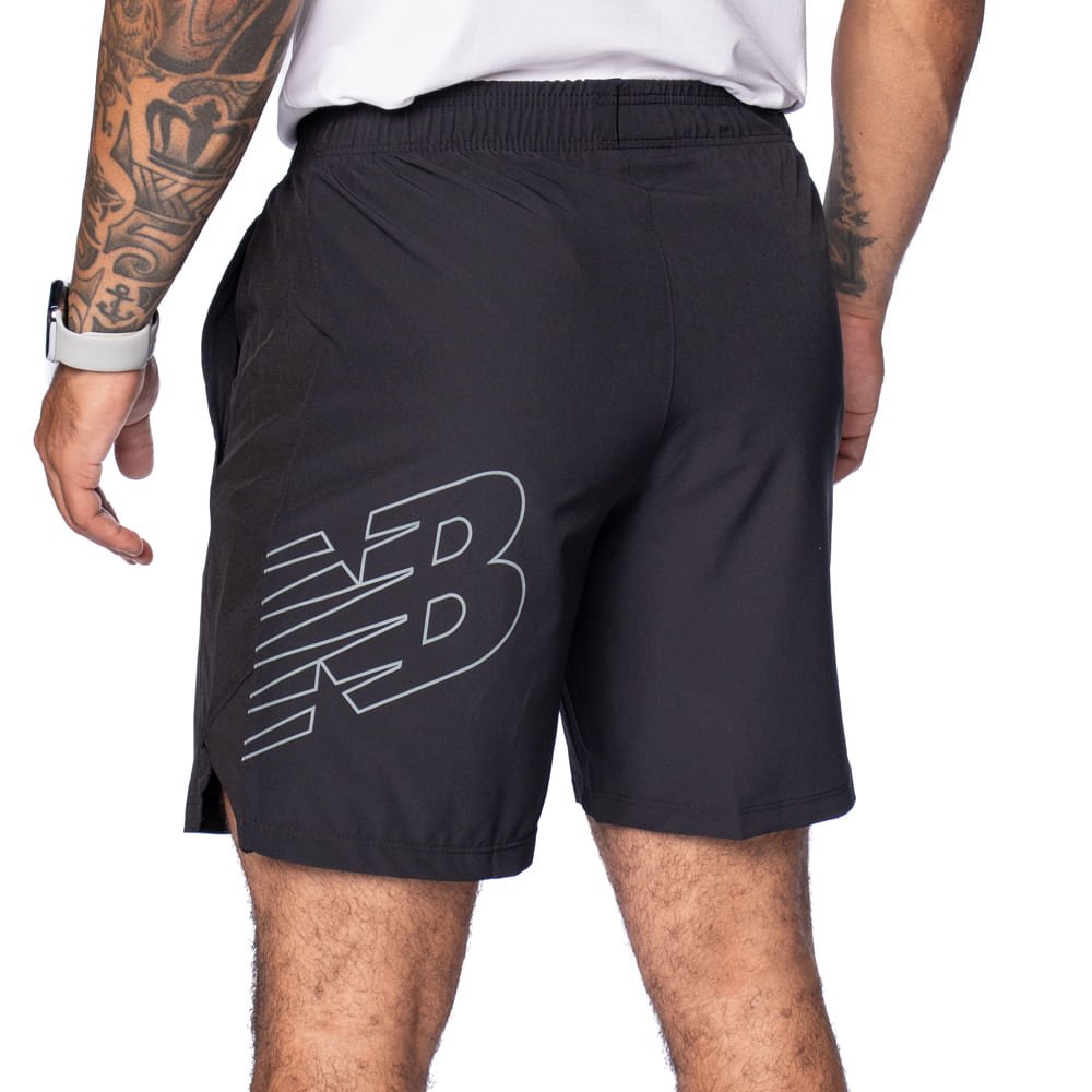 Bermuda Masculina New Balance Tenacity Logo 7 Preto Preto 2