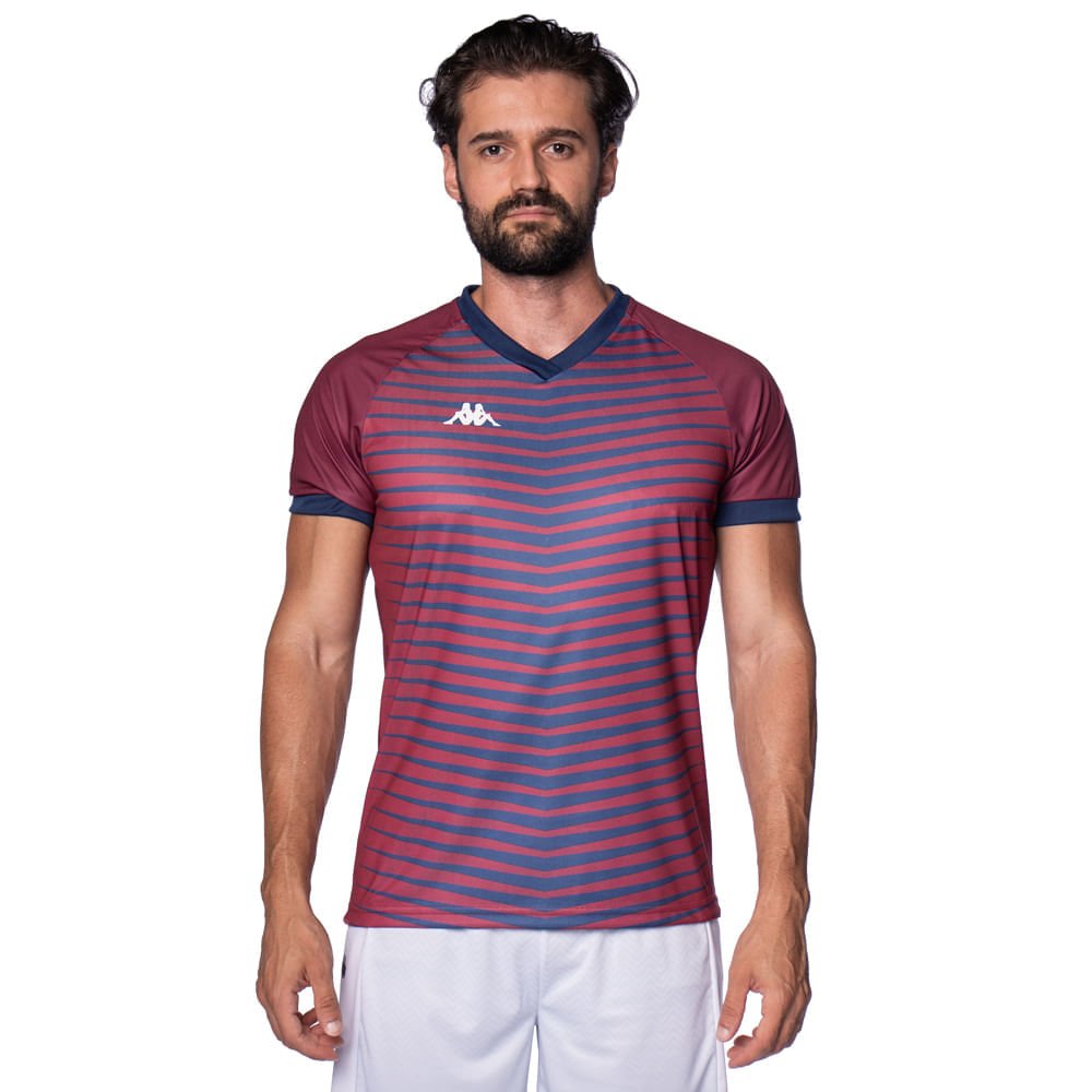 Camiseta Masculina Kapp Fardamento Brushtroke Estampada Bordô/Marinho