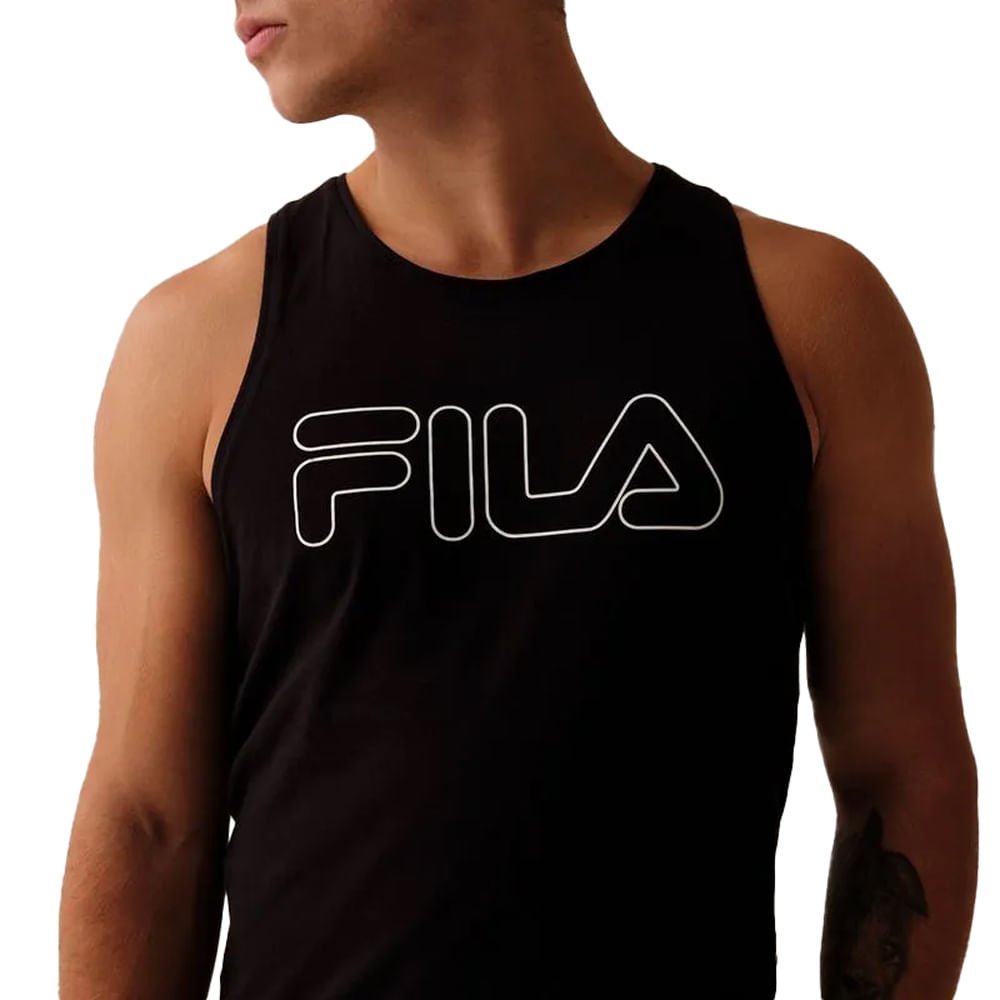 Regata Masculina Fila Letter Outline Preto Preto 3