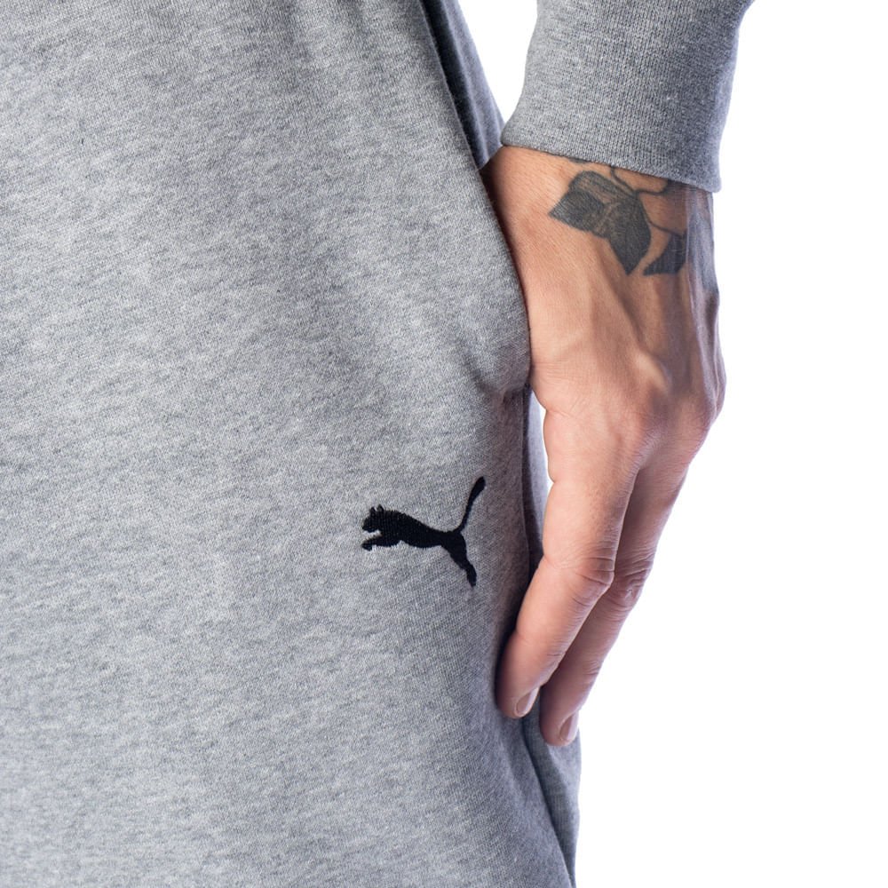 Calça Masculina Puma Jogger Leve Logo Bordado Cinza Claro Cinza Claro 3