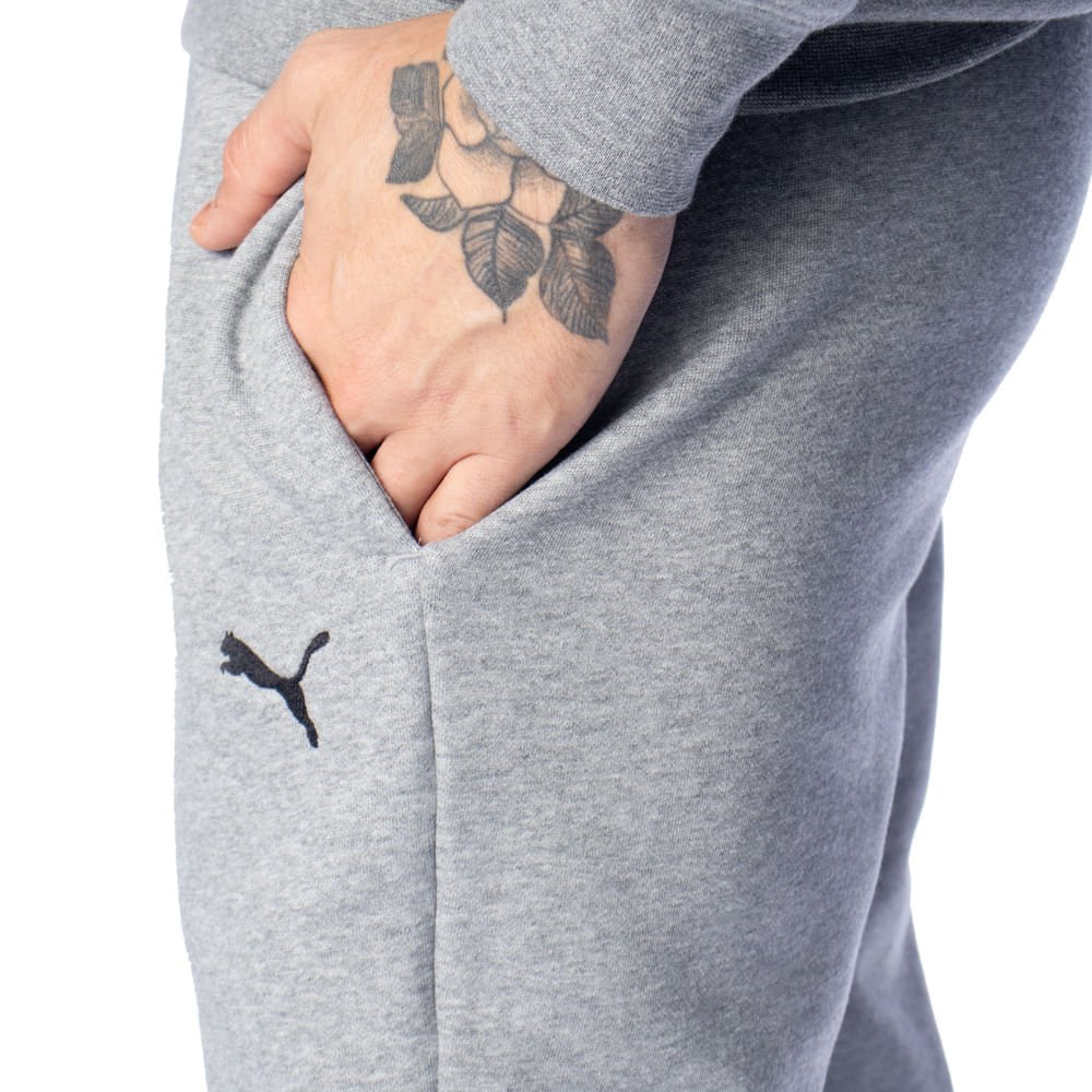 Calça Masculina Puma Jogger Leve Logo Bordado Cinza Claro Cinza Claro 4