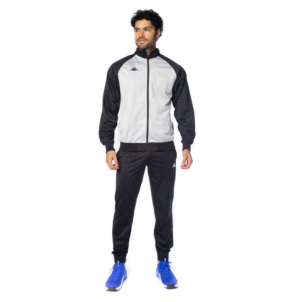 Agasalho Masculino Kappa Trilobal Edward Preto/Cinza