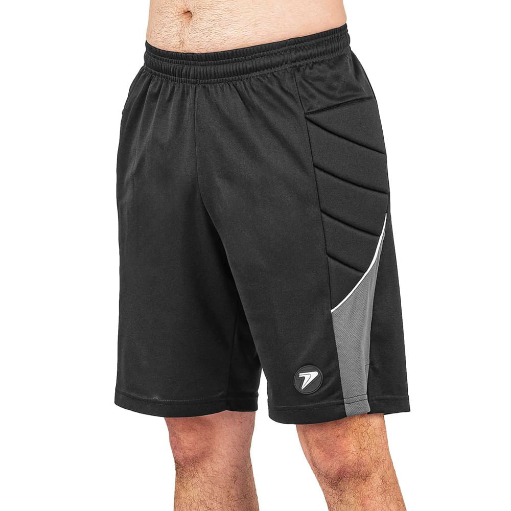 Bermuda Masculina Poker Goleiro Espuma Laterais Preto/Cinza