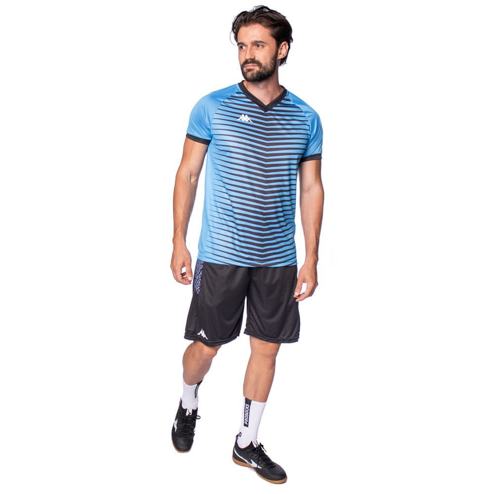 Camiseta Masculina Kappa Fardamento Brushtroke Estampada Azul/Preto Azul/Preto 4