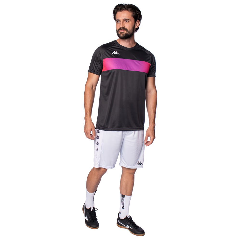 Camiseta Masculina Kappa Future Listra Preto/Rosa Preto/Rosa 4