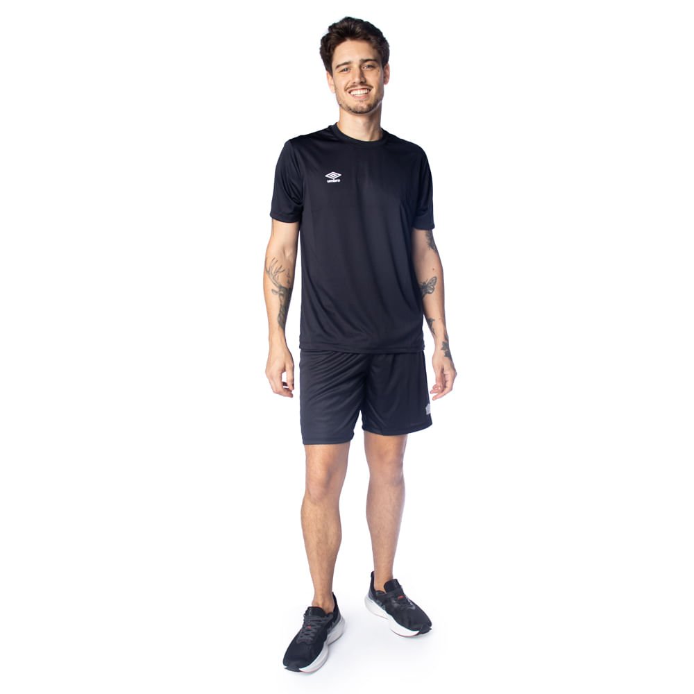Calção Masculino Umbro Legacy Esportivo Tecido Leve Preto Preto 4