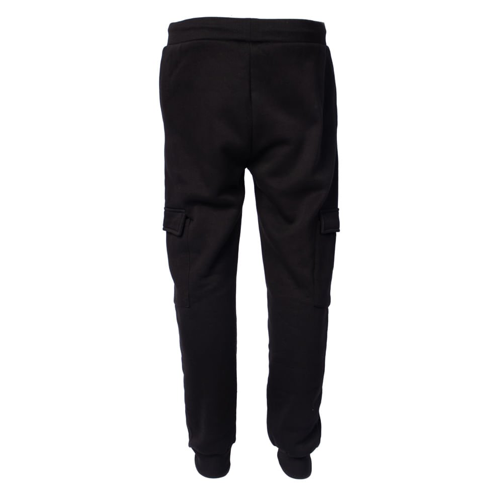 Calça Moletom Masculina Kappa Cargo Bolsos Laterais Preto Preto 2