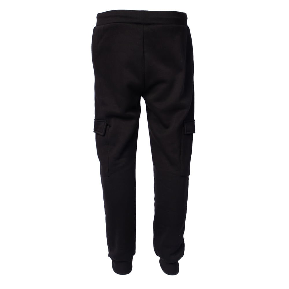 Calça Moletom Masculina Kappa Cargo Bolsos Laterais Preto Preto 2