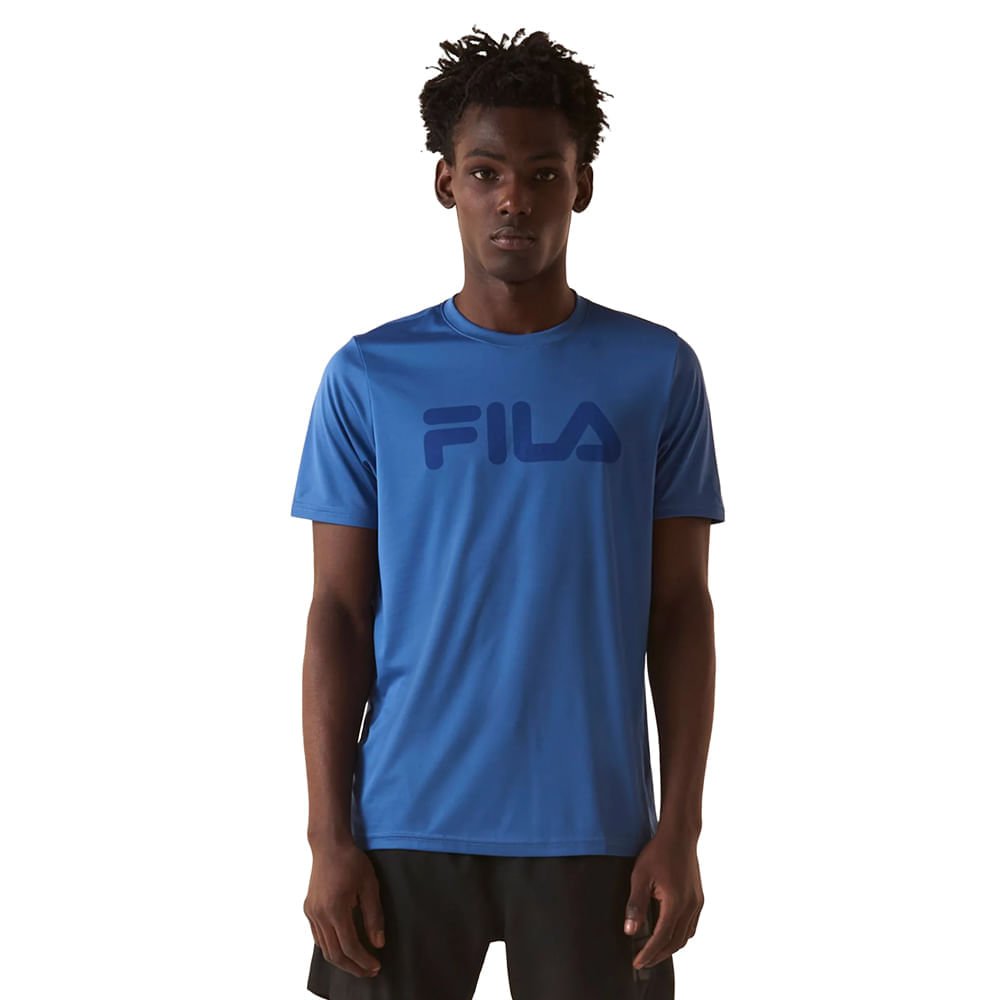 Camiseta Masculina Fila Basic Sports II Leve Tecnologia Azul