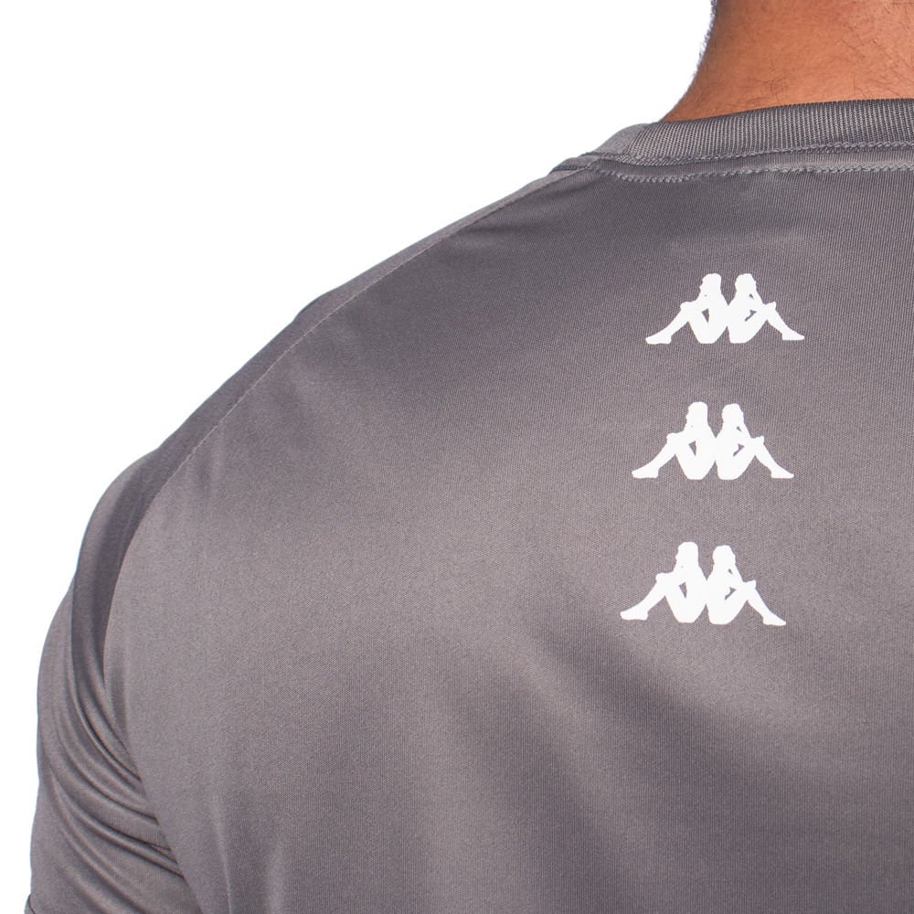 Camiseta Masculina Kappa Future Listra Cinza Escuro/Verde Cinza Escuro 4