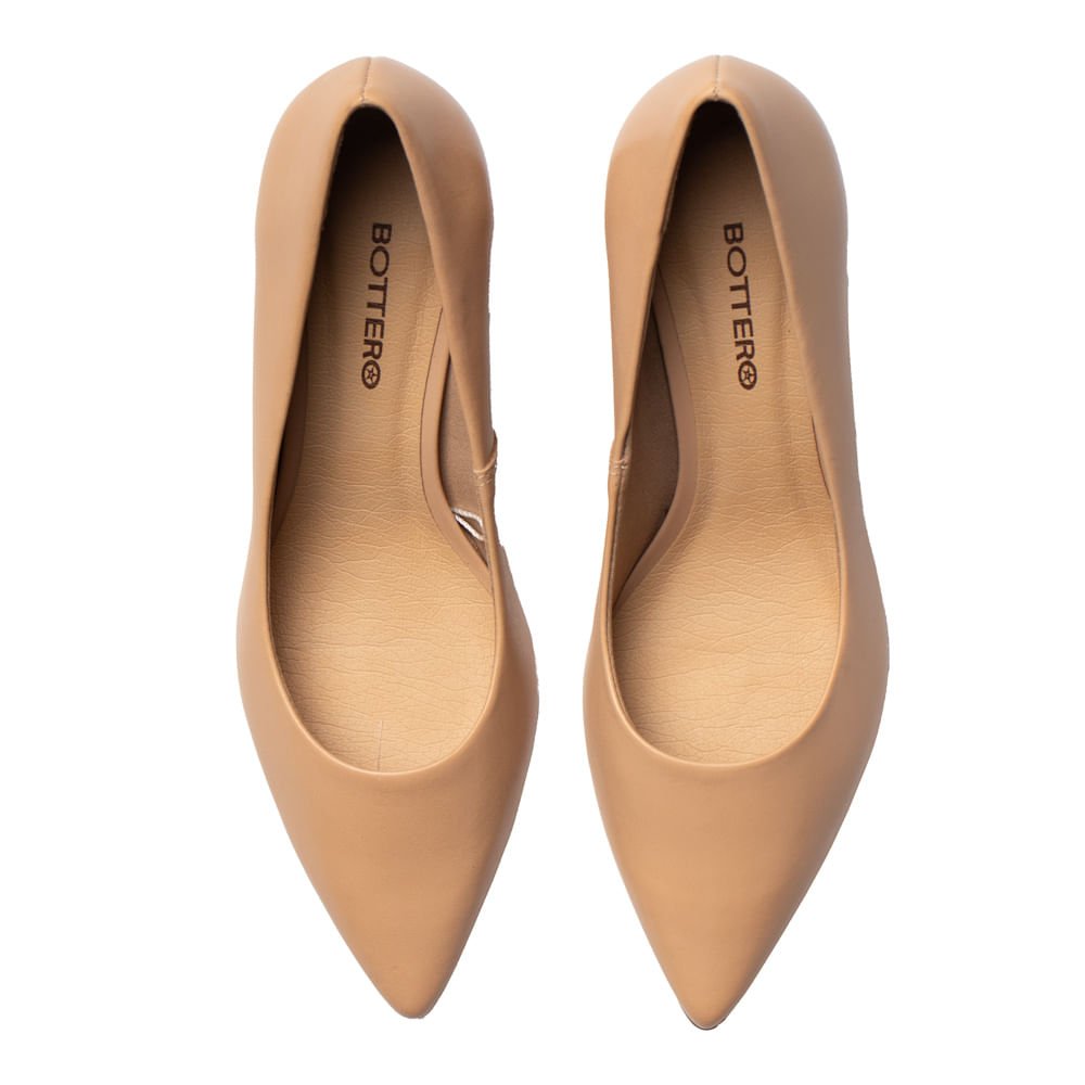 Scarpin Feminino Bottero Couro Salto Médio Bege Bege 4