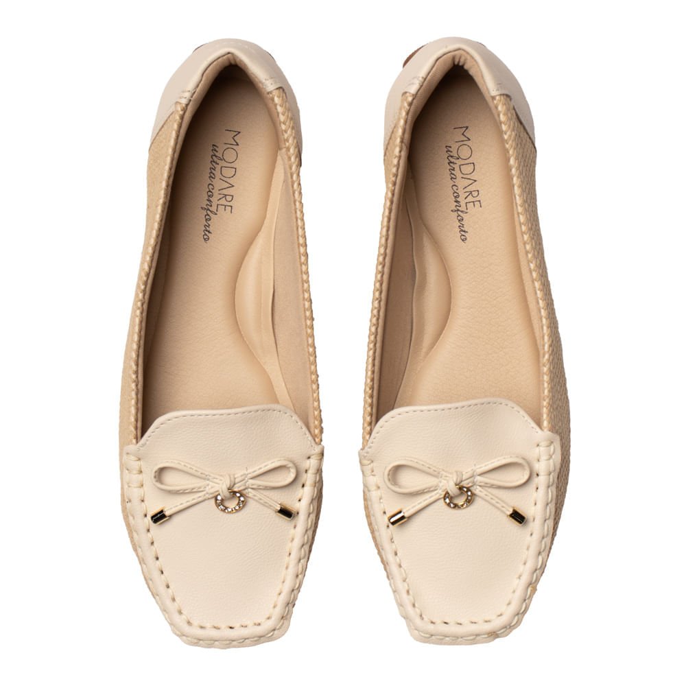 Mocassim Feminino Modare Tecido Tramado Laço Bege Bege 4