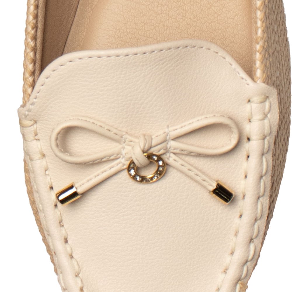 Mocassim Feminino Modare Tecido Tramado Laço Bege Bege 5