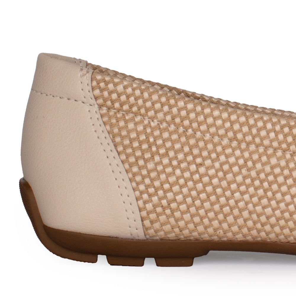 Mocassim Feminino Modare Tecido Tramado Laço Bege Bege 6