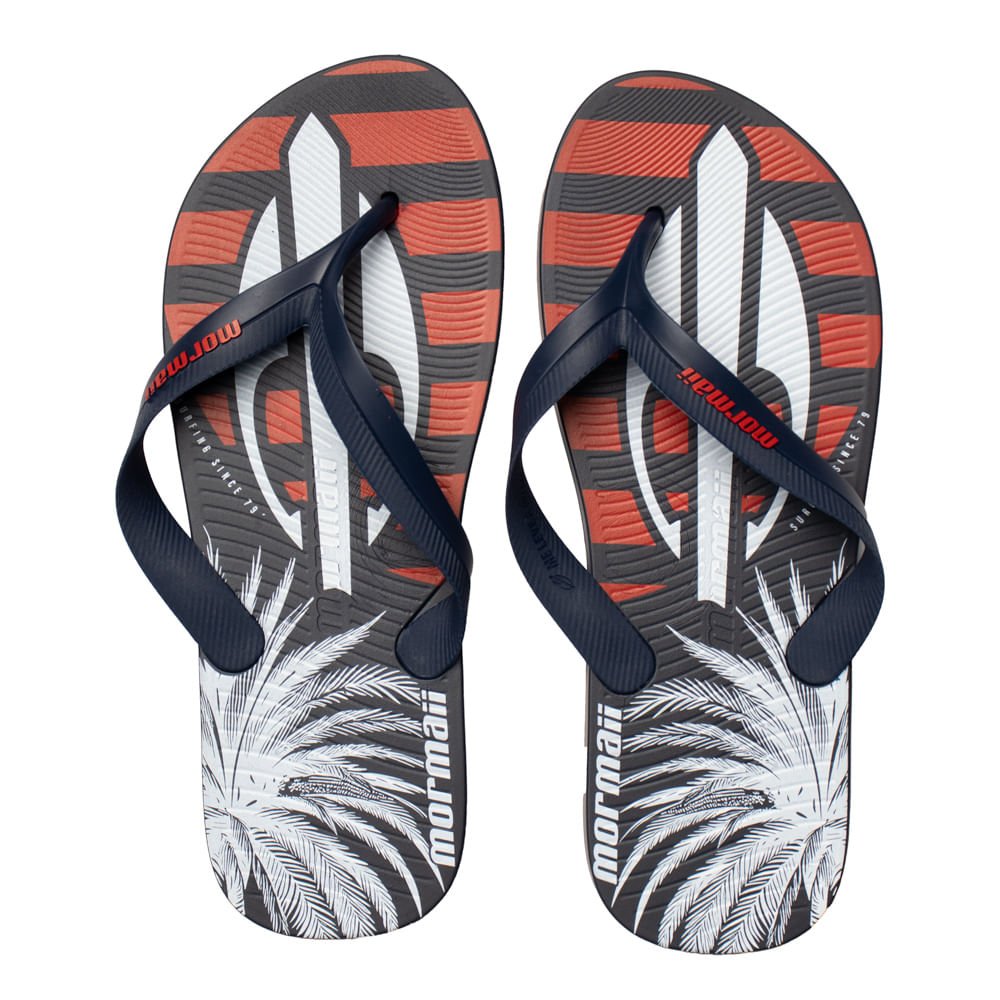 Chinelo Masculino Mormaii Tropical Estampa Azul/Vermelho
