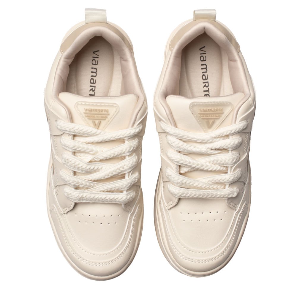 Tênis Feminino Via Marte Flatform Napa/Nobuck Bege/Branco Bege/Branco 4