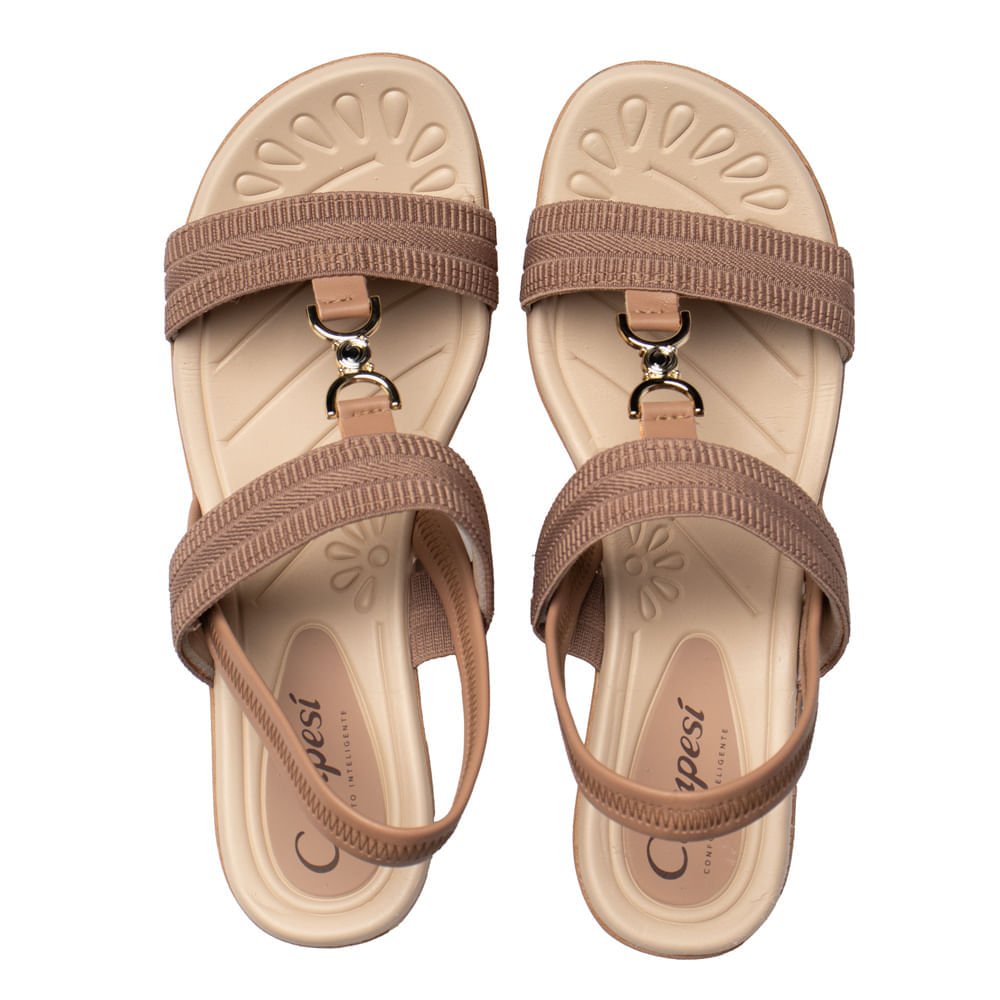 Sandália Feminina Campesí Napa Elástico Bege Bege 4