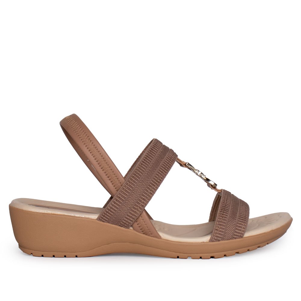 Sandália Feminina Campesí Napa Elástico Bege