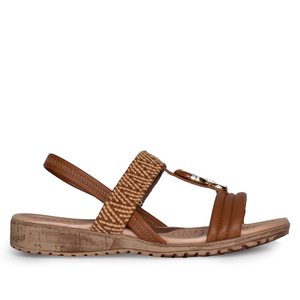 Sandália Feminina Campesí Anabela Napa Trançado Marrom