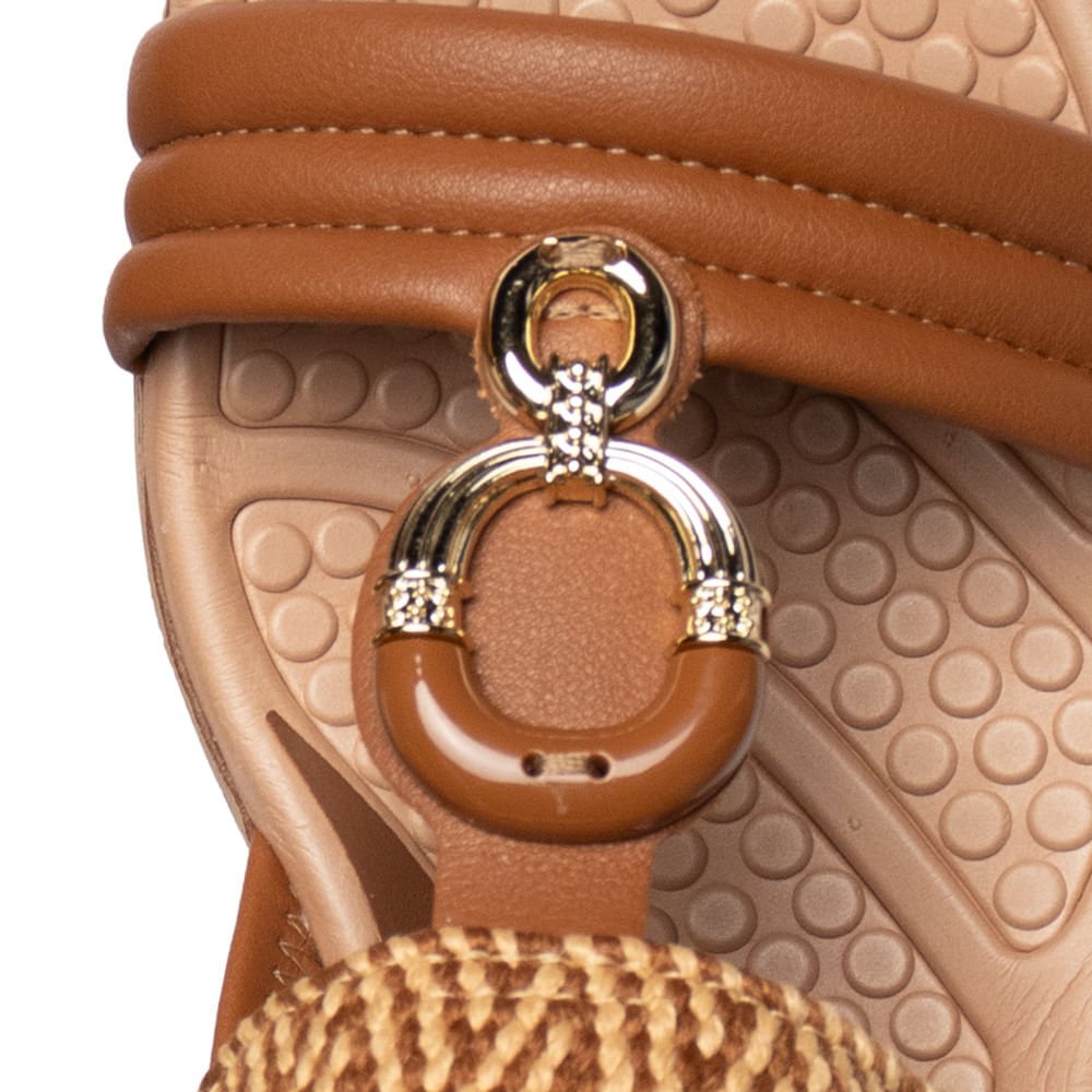 Sandália Feminina Campesí Anabela Napa Trançado Marrom Marrom 5