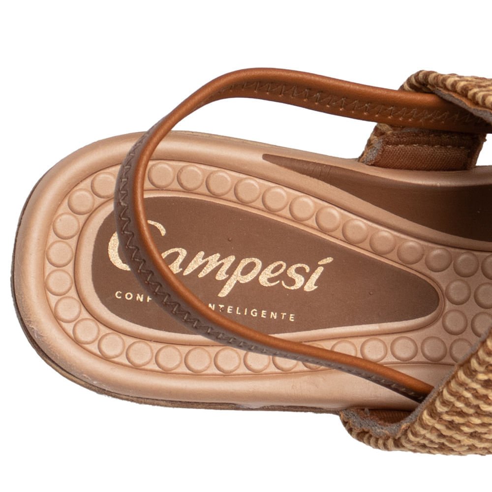 Sandália Feminina Campesí Anabela Napa Trançado Marrom Marrom 6