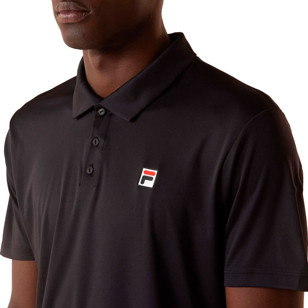 Camisa Masculina Fila Polo Player Box II Malha Preto Preto 3