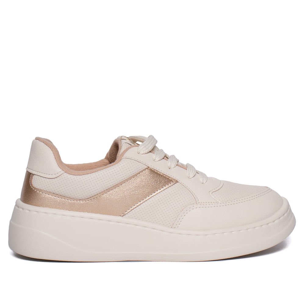 Tênis Feminino Modare Napa Flatform Branco Off/Dourado