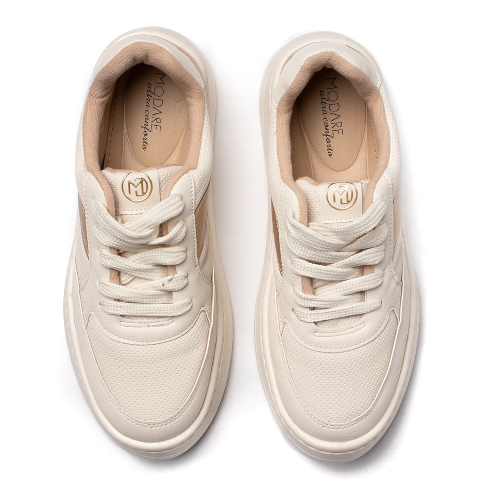 Tênis Feminino Modare Napa Flatform Branco Off/Dourado Branco/Dourado 4