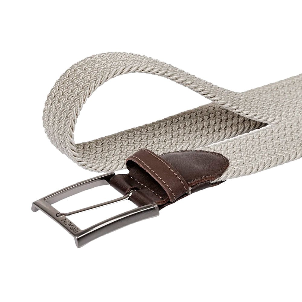 Cinto Masculino Ferracini FC675B Flex Couro Elástico Trançado Bege 2