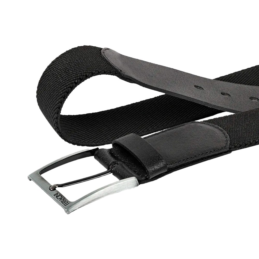 Cinto Masculino Ferracini FC676A Verona Couro Elástico Preto Preto 2