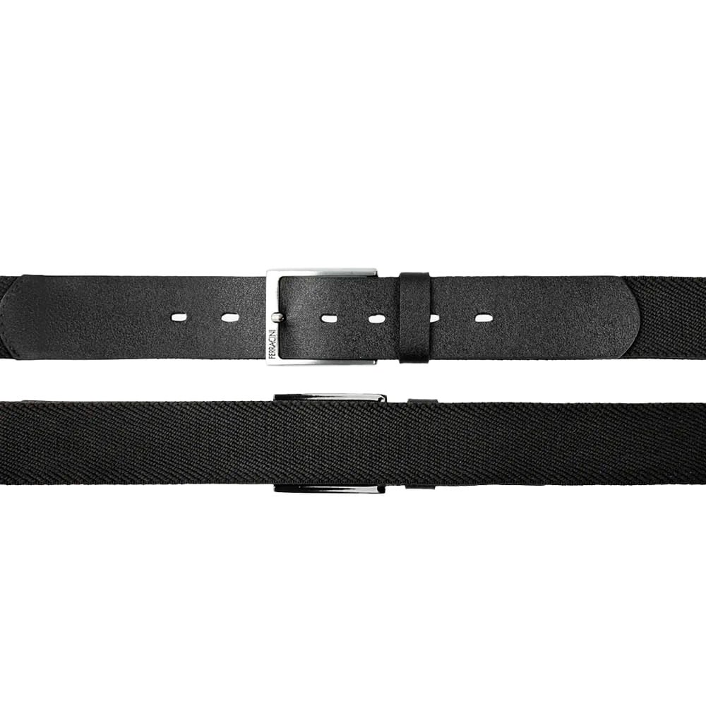 Cinto Masculino Ferracini FC676A Verona Couro Elástico Preto Preto 3