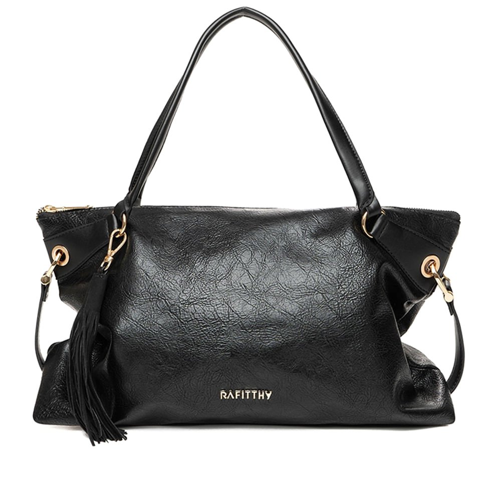 Bolsa Feminina Rafitthy Texturizada Tiracolo Média Preta