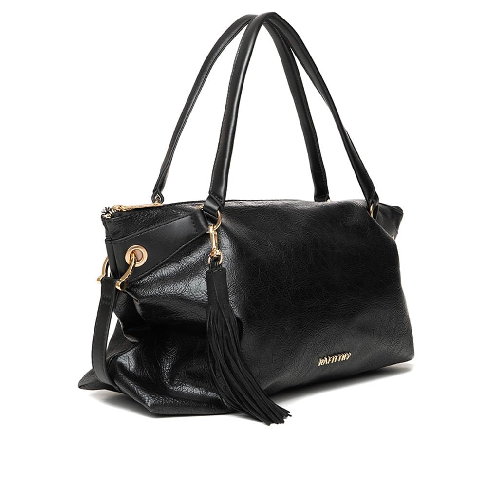 Bolsa Feminina Rafitthy Texturizada Tiracolo Média Preta Preto 3