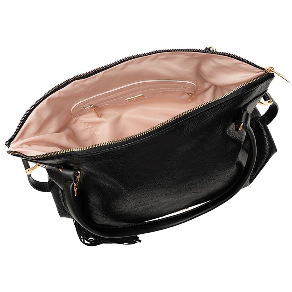 Bolsa Feminina Rafitthy Texturizada Tiracolo Média Preta Preto 4