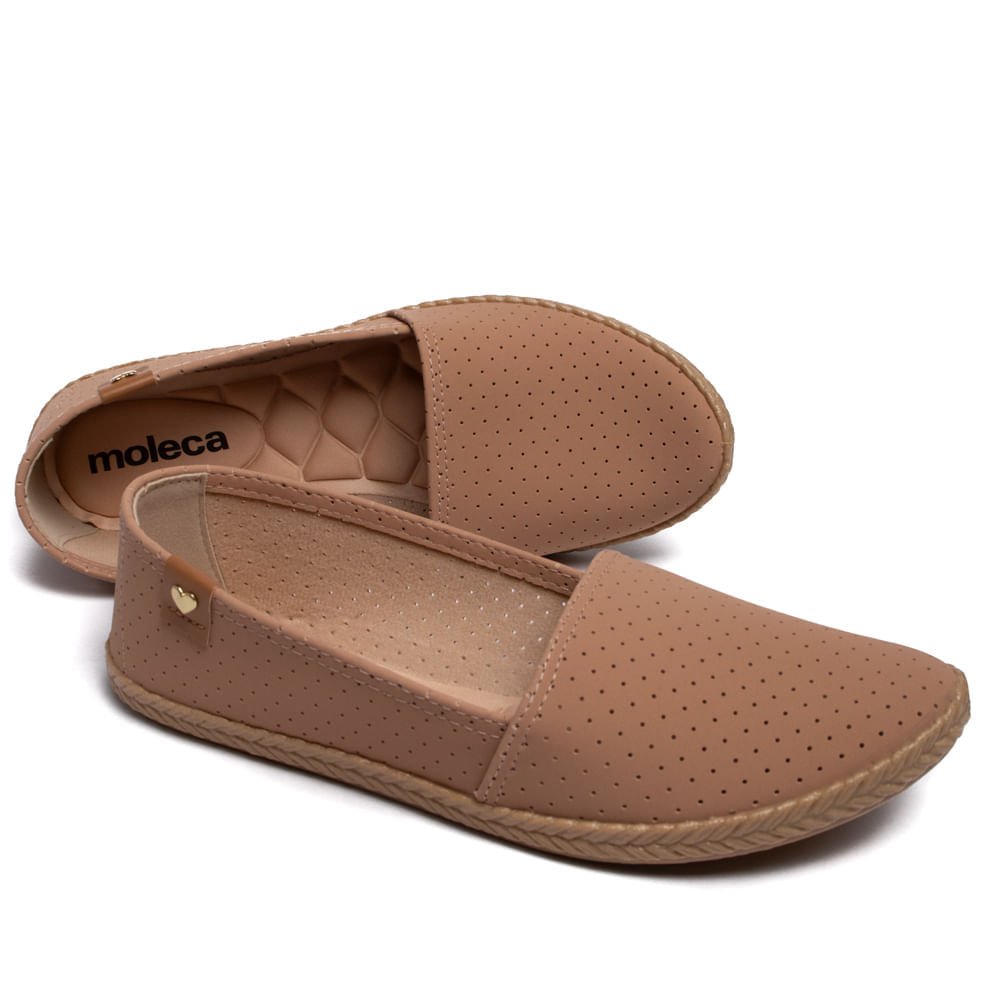 Sapatilha Feminina Moleca Nobuck com Furos Nude Nude 4