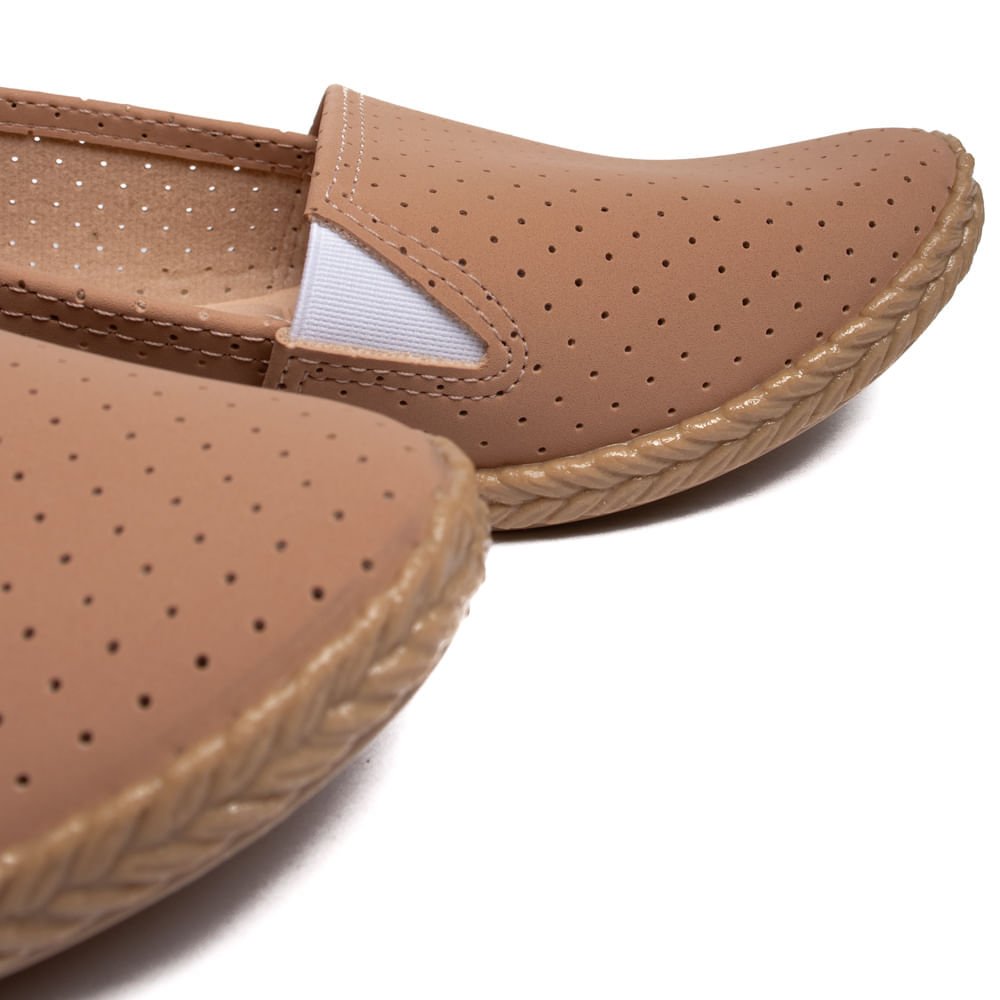 Sapatilha Feminina Moleca Nobuck com Furos Nude Nude 5