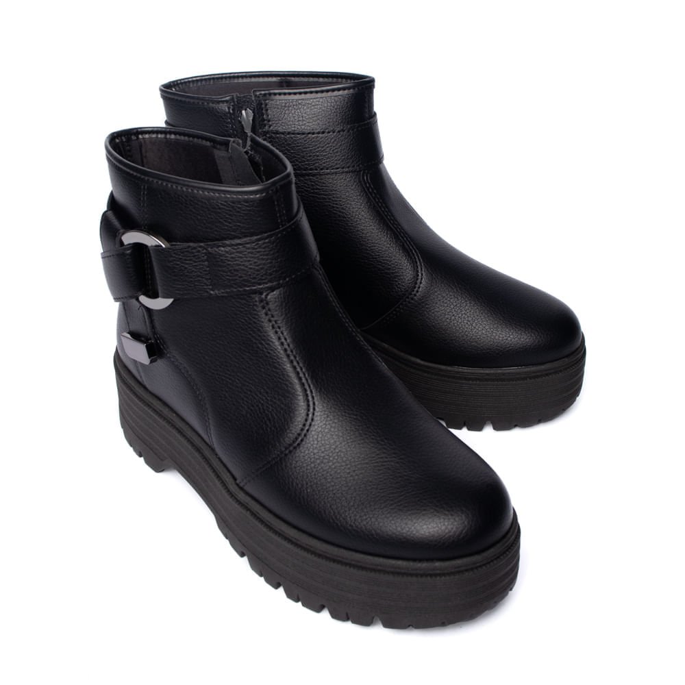 Bota Coturno Feminina Moleca Solado Alto Preto Preto 7