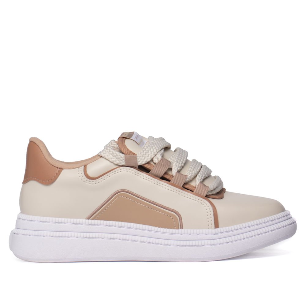 Tênis Feminino Moleca Napa Turim Nobuck Urbano Bege/Nude
