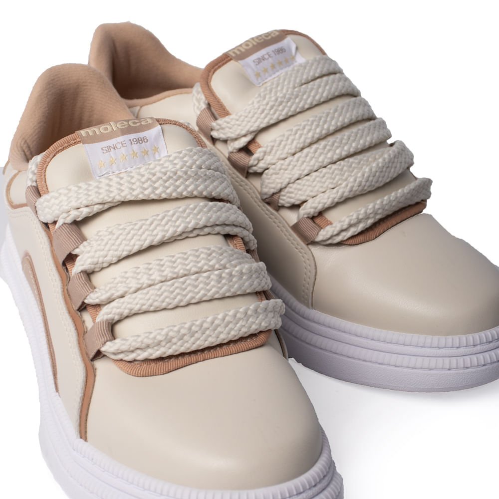 Tênis Feminino Moleca Napa Turim Nobuck Urbano Bege/Nude Bege 5