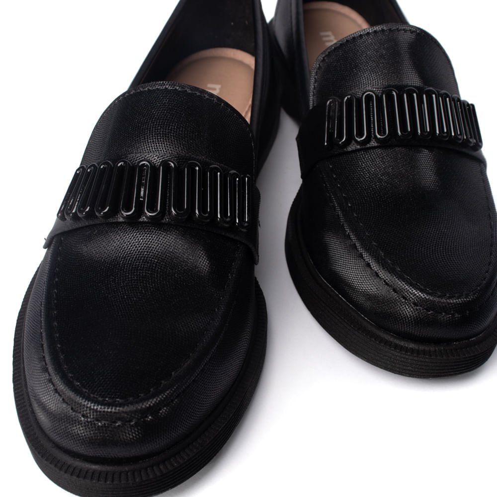 Mocassim Feminino Moleca Napa Cetim Detalhe Preto Preto 5